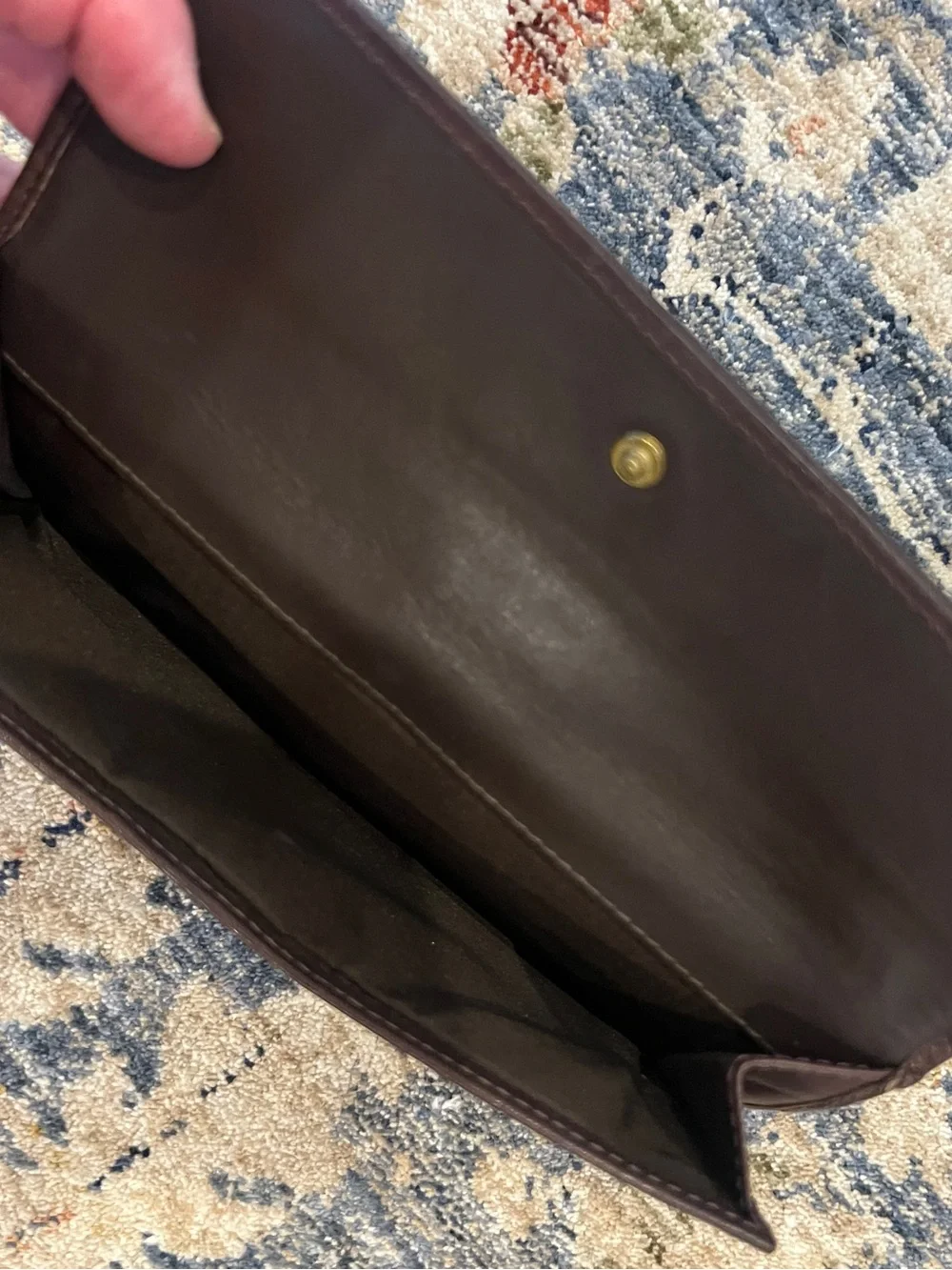 Coach Brown Leather and Signature Canvas Wallet with Gold-Tone Snap
